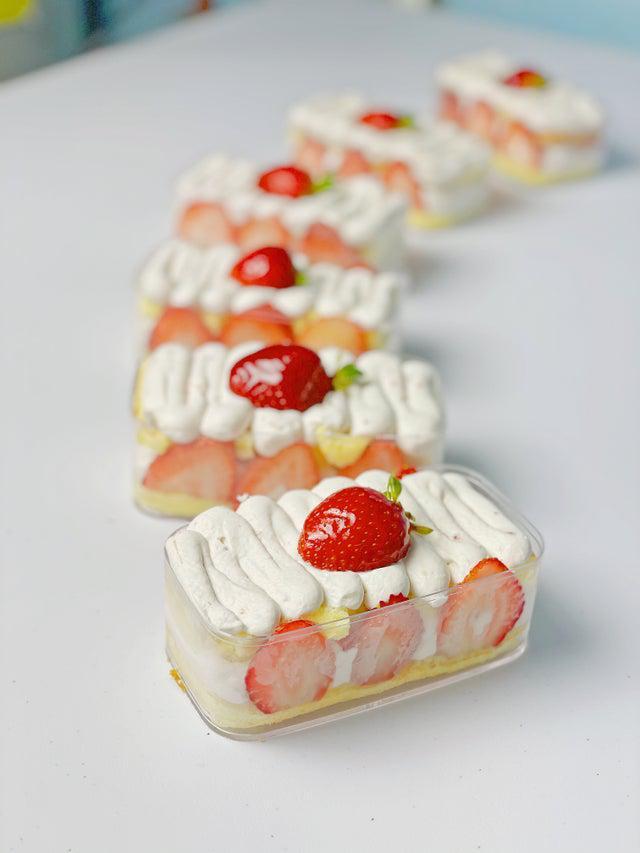 Strawberry Vanilla Mini Box · Vanilla Chiffon, Organic Strawberry Cream, Freeze Dried Strawberry Crisps.