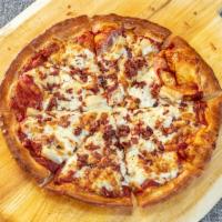 Super Hawaiian Pizza · Our Super Hawaiian Pizza is topped with Bacon, Canadian Bacon, Onions, Pineapple.