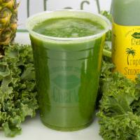 Tropical Green Drink · Organic green kale, black kale, collard greens, green chard, green leaf lettuce, dandelion g...