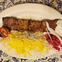 Ahvaz Lamb Filet Kabob with Rice and tomato · 1 skewer of lamb filet marinated with extra virgin olive oil and house spices with rice and ...