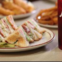 Club Sandwich · Triple-decker of turkey, bacon, lettuce, and tomato on toast with mayonnaise.