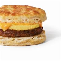 Breakfast Egg And Sausage Biscuit Sandwich · 