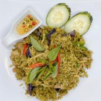 Green Curry Fried Rice  · Jasmine rice stir fried with green curry paste, eggplant, bamboo shoot, bell pepper, basil l...