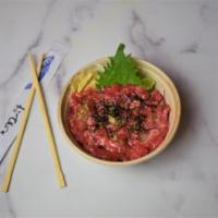 Negi Toro Don · Chopped tuna belly, nori, scallion, served over seasoned sushi rice