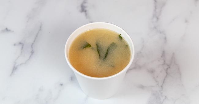 Miso Soup · Miso, dashi, tofu, scallion, wakame (16oz)