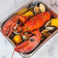 Lobster Bake for 2 (2.5 lb lobster) · Fresh steamed north-Atlantic lobster, clams, mussels, chorizo, potatoes & corn-on-the-cobb s...