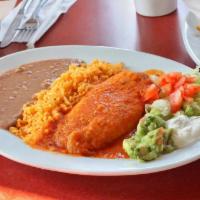 Chile Relleno Plate · Choice of red or green sauce. Filled with cheese or ground beef. Choice of corn or flour tor...