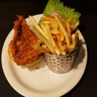 Crispy Chicken Sandwich  · Chicken breast dredged in flour served with fries.