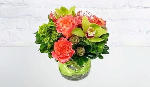 Just Gorgeous · This beautiful bouquet brings to life a contemporary color palette and unique design featuring free spirit roses, hydrangea and foliage with a creative ribbon accent.