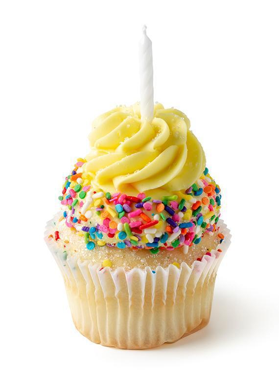Birthday Surprise Cupcake · A Gigi's twist on a birthday cake batter cupcake frosted with scrumptious buttercream frosting and mixed sprinkles.