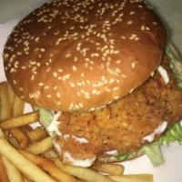 15. Spicy Chicken Sandwich with Fries and Soda · 