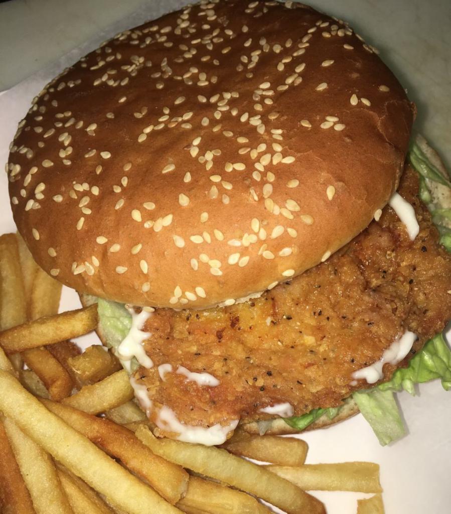 15. Spicy Chicken Sandwich with Fries and Soda · 