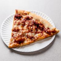BBQ Chicken Pizza · Topped with BBQ sauce, mozzarella and chicken meat.