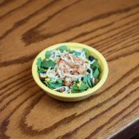 BBQ Chop Chicken Salad · Romaine tossed with ranch dressing, corn, jicama, black beans, and pepper jack cheese topped...