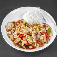 Chicken with Cashew Nuts · Served with rice or fried rice.