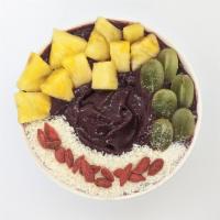 Bluegrass Palms Acai Bowl · Our tropical blend. Blend: acai, pineapple, mango, bananas, and apple juices. Toppings: pine...