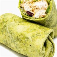 Chicken Salad Wrap · Chicken, Raquelitas Spinach Tortilla, Romaine Lettuce, 1% Greek Yogurt (Cultured Pasteurized...