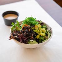 Seaweed Salad · Green seaweed, hijiki seaweed, edamame beans, and spring mix. Recommended dressing:  Yuzu