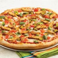 Chicken Fajita Pizza · Pizza cheese, chicken breast, tomatoes, green peppers, onions, jalapeno peppers, fajita seas...
