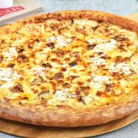 Buffalo Chicken Pizza · Extra pizza cheese, chicken breast, hand-tossed, hot Buffalo sauce.