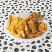 Chicken Wings Plate · 4 pieces. Bone-in fried chicken wings in your choice of tender sauce. Served with your choic...