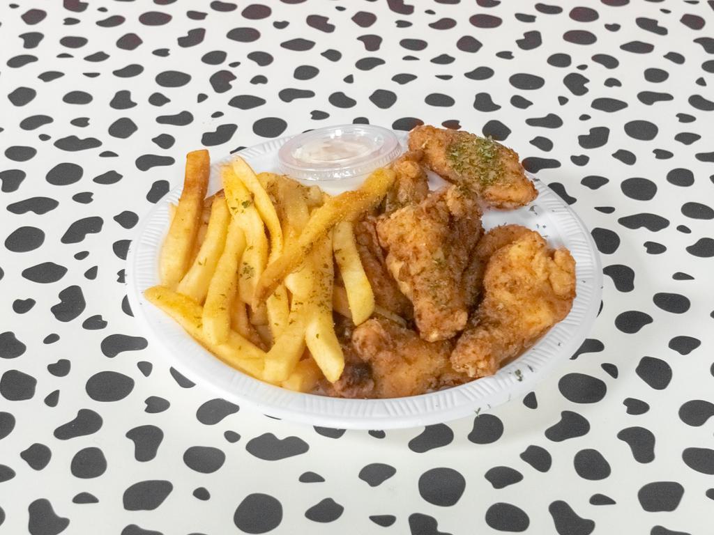 Chicken Wings Plate · 4 pieces. Bone-in fried chicken wings in your choice of tender sauce. Served with your choice of dipping sauce and side.