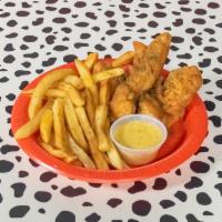 3 Chicken Strip Plate · Grilled or fried chicken strips in your choice of tender sauce. Served with your choice of d...