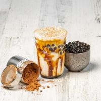 Iced Dirty Boba  · A creamy treat filled with brown sugar boba, topped with cheese milk foam and cocoa powder, ...