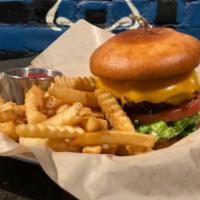 Housemade Vegan Burger · Vegan patty (black bean and red quinoa base) with vegan American cheese, vegan aioli, lettuc...