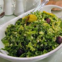 Nana's Green Salad · Finely chopped with feta cheese. Vegetarian and gluten free.