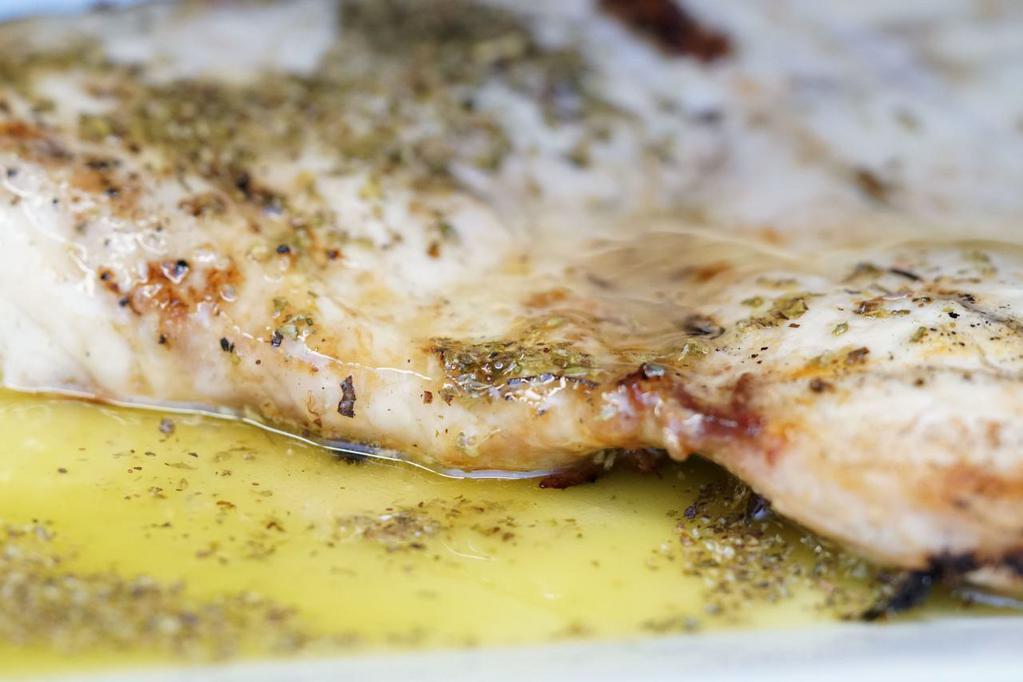 Halibut Grilled · Grilled and topped with Extra virgin Greek Olive oil, lemon oregano