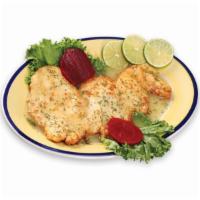 Pechuga de Pollo a la Francesa  · French style chicken breast. It comes with salad, rice, beans or French Fries.