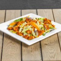Buffalo Chicken Salad · Fried chicken breast tossed in buffalo, cheddar-jack, carrots, and celery. Served with ranch...