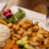 Chicken Hibachi · Served with a choice of miso soup or green salad and white rice. 