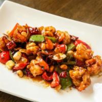 Kung Pao Prawns · Soul of the Kung Pao chicken meets fancy prawns. 8 pieces. Spicy. Rice not included.