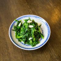 Snow Pea Shoot with Garlic · Vegetarian, gluten-free. Rice not included 