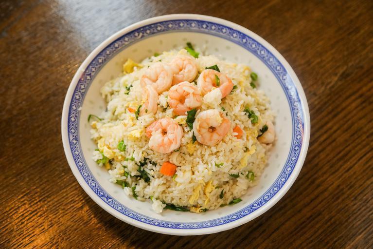 Fried Rice with Shrimp and Spinach · Gluten-free.