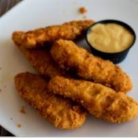 Chicken Fingers · Breaded and fried with your choice of homemade ranch, honey mustard, or Buffalo sauce.