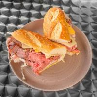 The #1 Classic American Sandwiches · Roast beef, ham and turkey with American and Swiss cheese, lettuce and tomato.