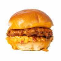Mike's Hot Honey Bun · Crispy Chicken, Cheddar, Jalapeno Pimento Cheese, & Mike's Hot Honey on an Orwasher's non-GM...