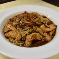 Chicken Balsamico & Capellini ·  Shiitake mushrooms and sun-dried tomatoes, sautéed with white wine and finished with balsam...