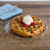Belgian Waffle with 2 Fruit Toppings · Add extras for an additional charge.