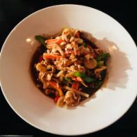 25. Cashew Nut Chicken · Sliced chicken breast stir fried with cashew nut, onion, carrot, bell pepper and water chest...