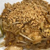 29. Phad Thai Noodles · Choice of meat. Stir-fried with rice noodle, egg, tamarind sauce, fresh bean sprouts, peanut...