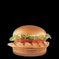 Grilled Chicken Sandwich · A grilled chicken fillet topped with crisp chopped lettuce, thick-cut tomato and mayo on a w...