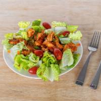 Buffalo Chicken Salad Platter · Breaded or grilled Buffalo chicken cutlet over a bed of lettuce, tomatoes, cucumbers and blu...