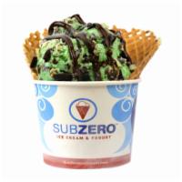 6. Magnetic Mint Ice Cream · Mint and fudge ice cream with Oreo's and Andes mints in a waffle bowl