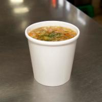Soup · 16 oz. of chicken and rice soup.