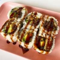 The Zone Roll  · Shrimp Tempura, Avocado, Masago, Glazed “Eel” Eggplant, Cucumber, Crispy Bits, and Eel Sauce...