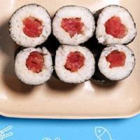 Tuna Roll · Fresh tuna, Sushi Rice, Nori. 6 Pieces